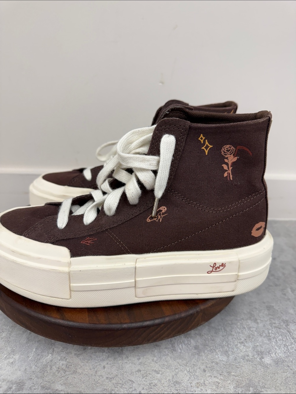 Converse Chuck 70 De Luxe Squared Hi Brown Canvas Platform‎ Sz 7.5 womens